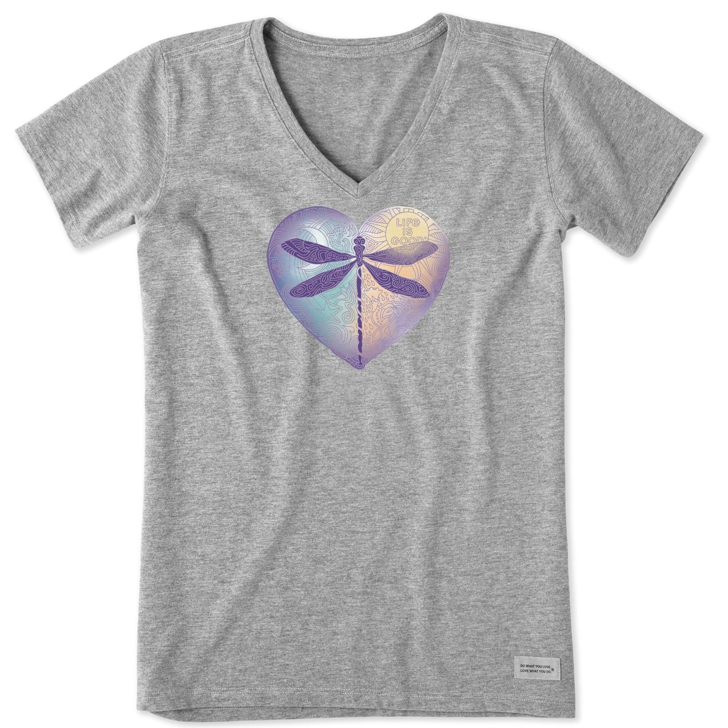 Women's Dragonfly Heart Short Sleeve Vee