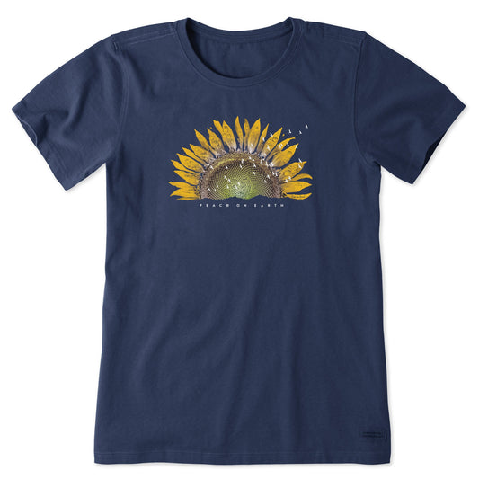 Women's Sunflower Dew Peace on Earth Short Sleeve Tee