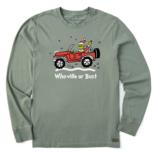 Men's Who-Ville or Bust SUV Grinch Long Sleeve Crusher Tee