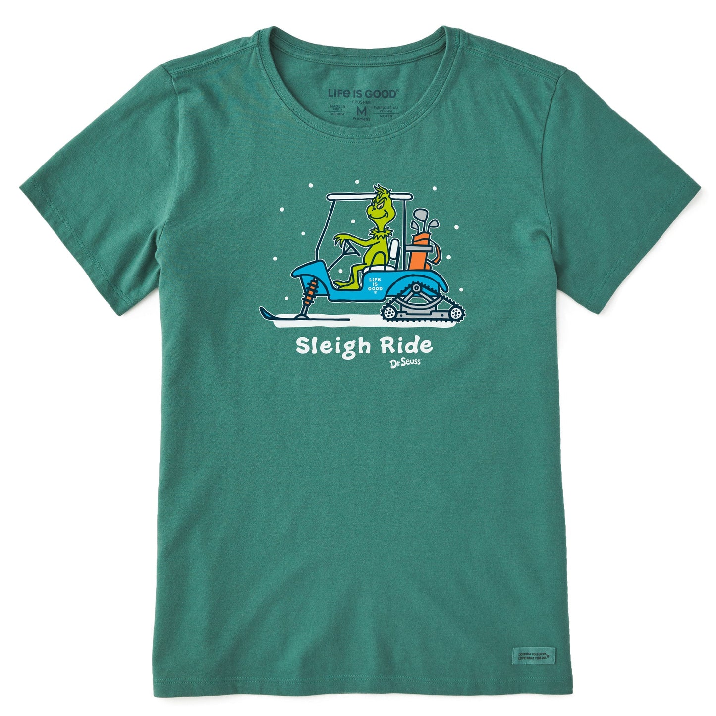 Women's Grinch Snowy Golf Cart Short Sleeve Crusher Tee