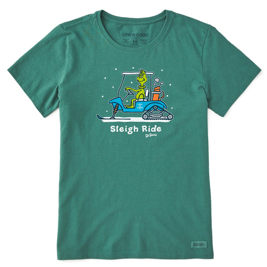 Women's Grinch Snowy Golf Cart Short Sleeve Crusher Tee