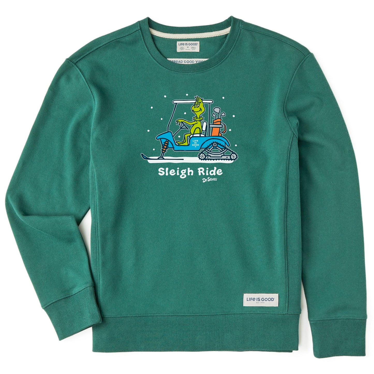 Women's Grinch Snowy Golf Cart Simply True Crew