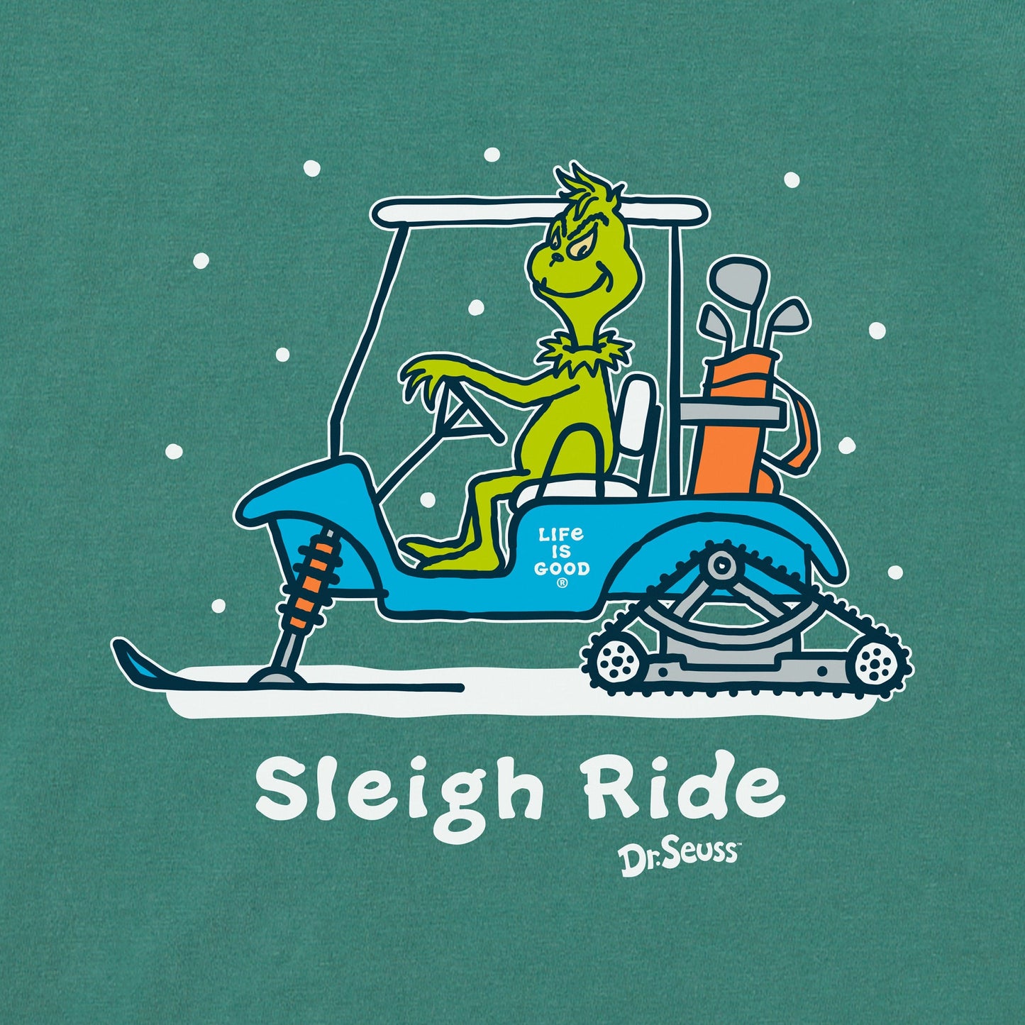 Women's Grinch Snowy Golf Cart Simply True Crew