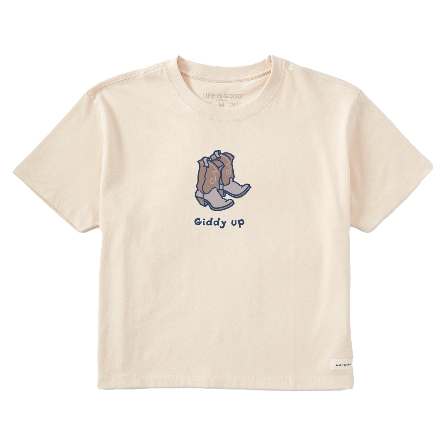 Women's Giddy Up Cowboy Boots Short Sleeve Crusher Boxy Tee