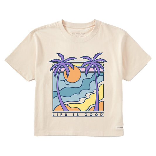 Women's Retro Palms Scene Short Sleeve Crusher Boxy Tee