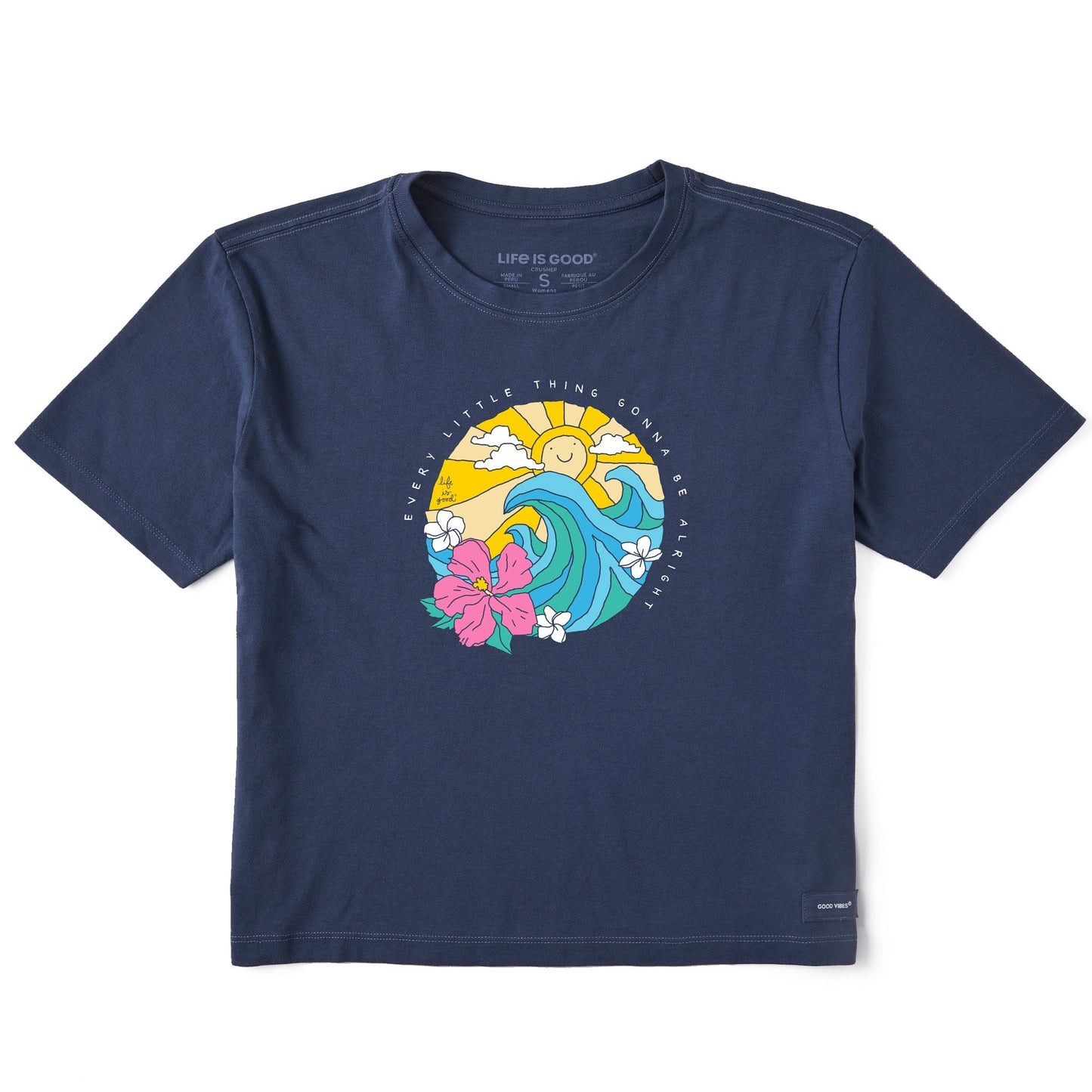 Women's Wavy Ocean Alright Short Sleeve Crusher Boxy Tee