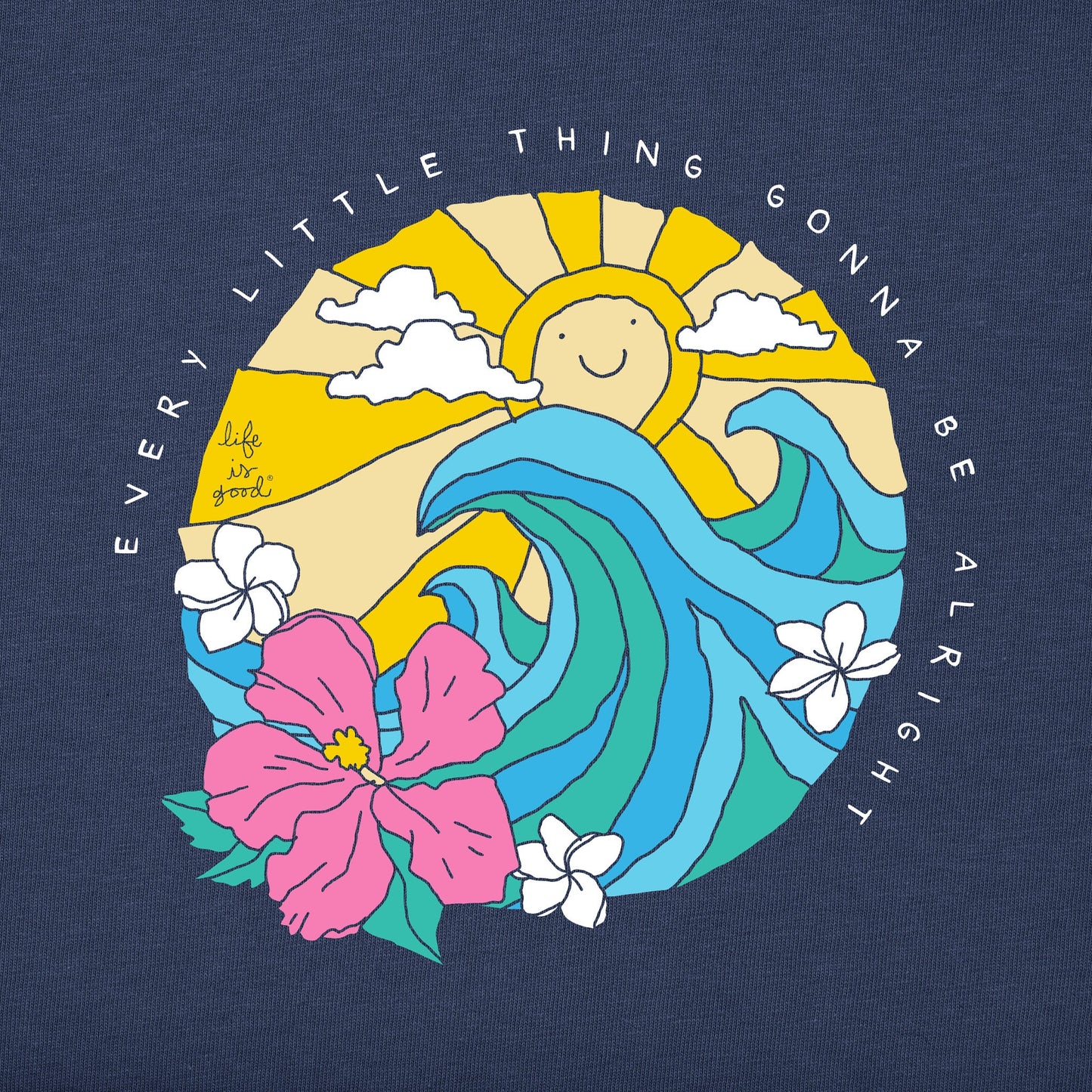 Women's Wavy Ocean Alright Short Sleeve Crusher Boxy Tee