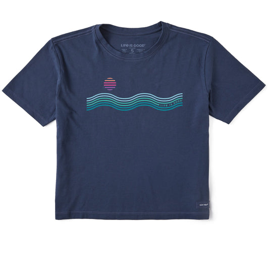 Women's Waves & Sun Short Sleeve Crusher Boxy Tee