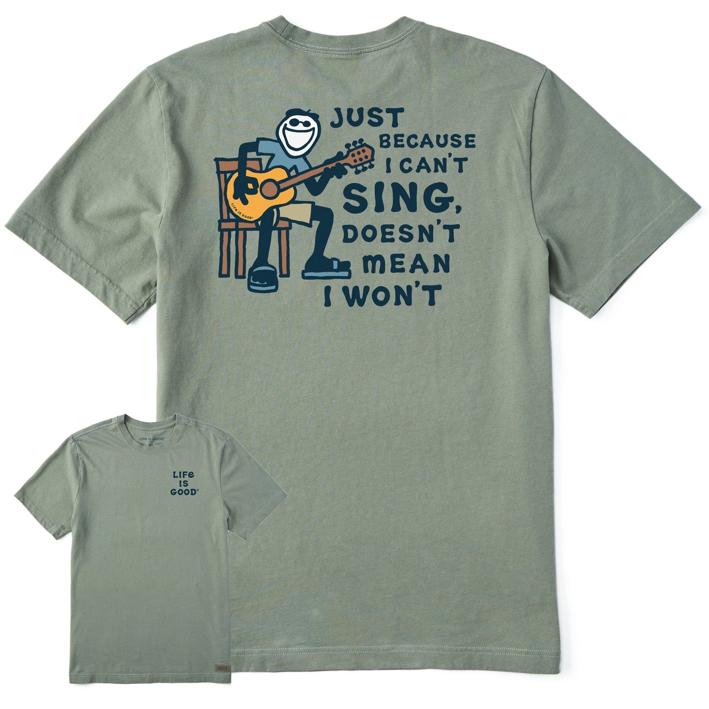 Men's Jake Can't Sing Guitar Short Sleeve Crusher Tee