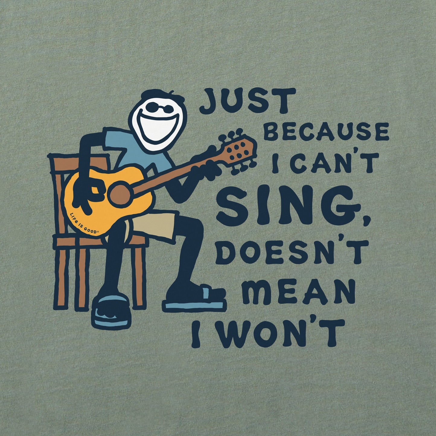 Men's Jake Can't Sing Guitar Short Sleeve Crusher Tee