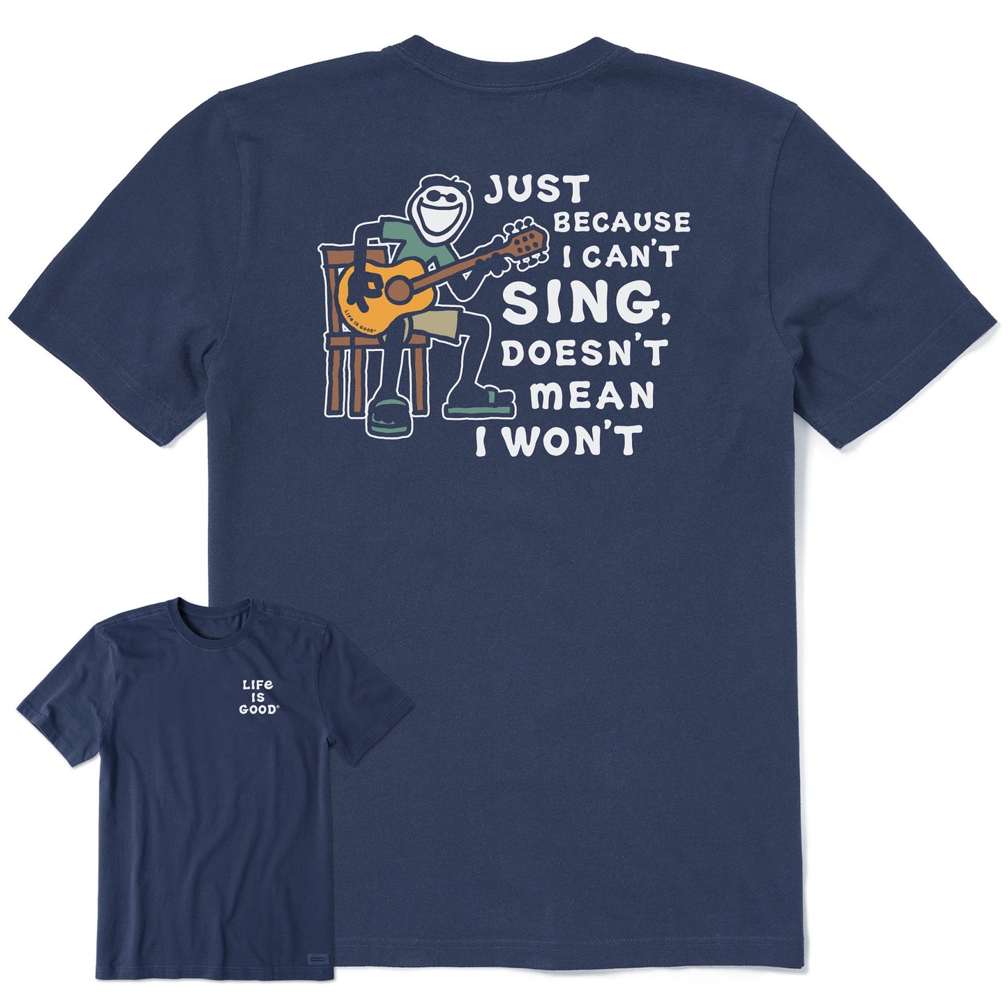 Men's Jake Can't Sing Guitar Short Sleeve Crusher Tee