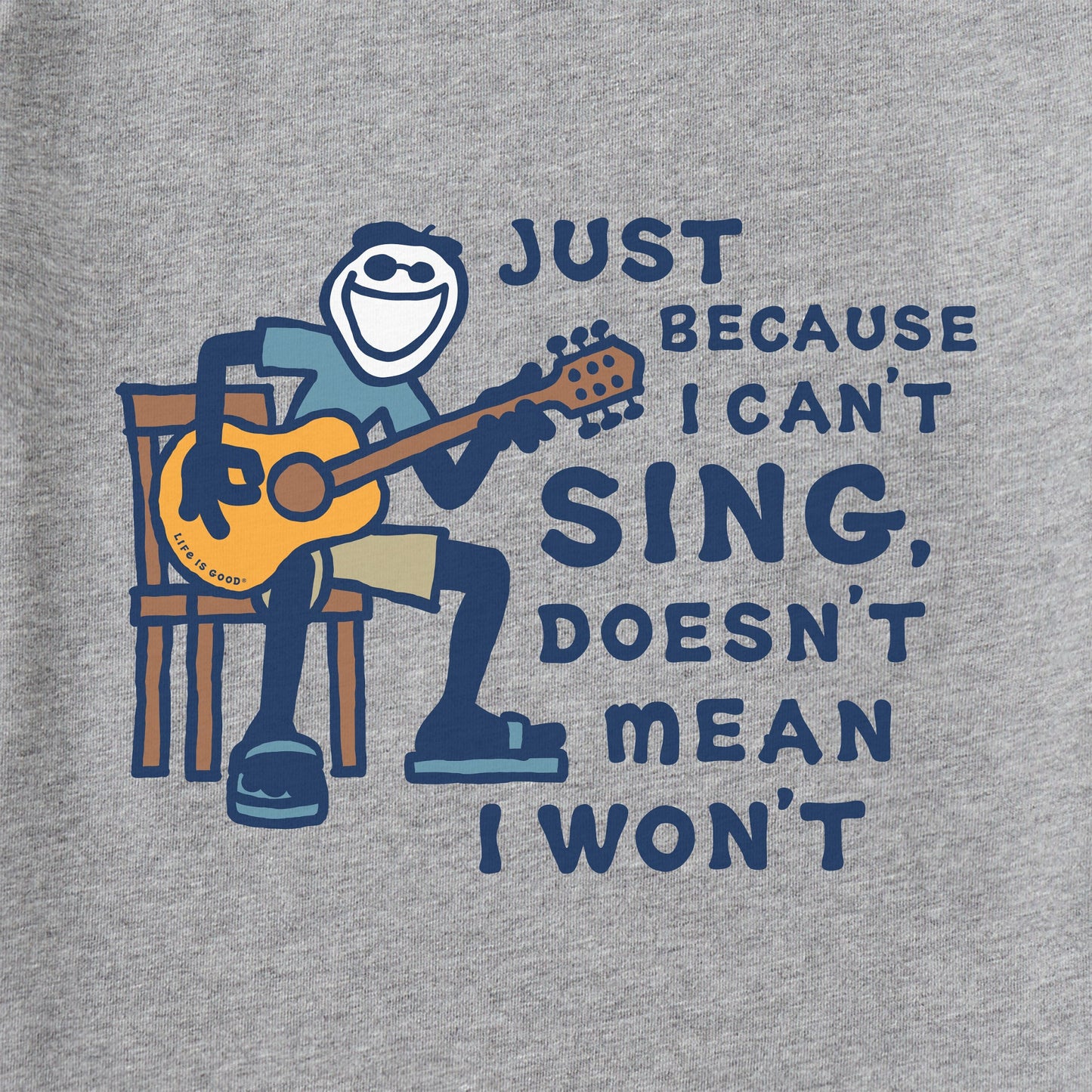 Men's Jake Can't Sing Guitar Short Sleeve Crusher Tee