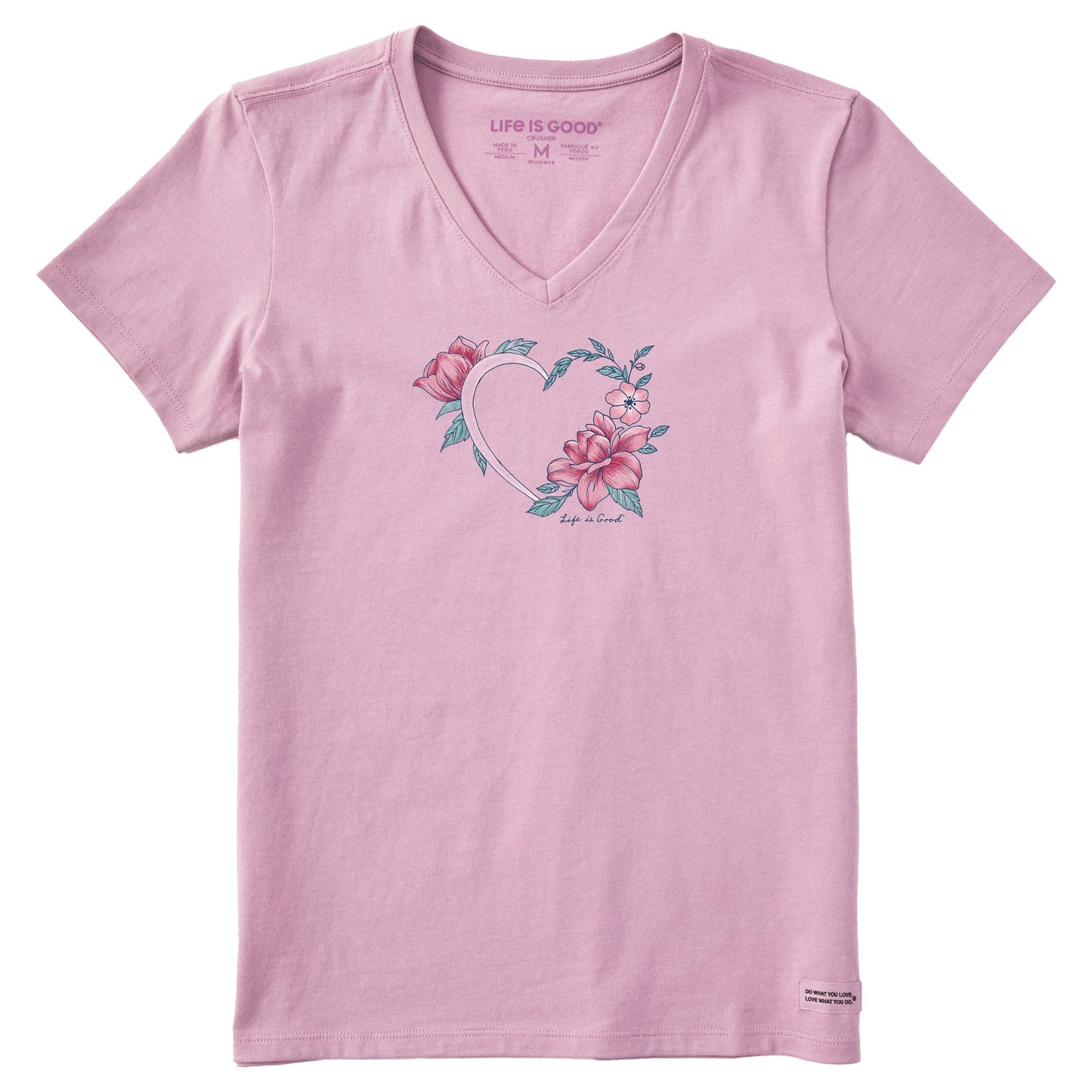 Women's Floral Heart Short Sleeve Vee