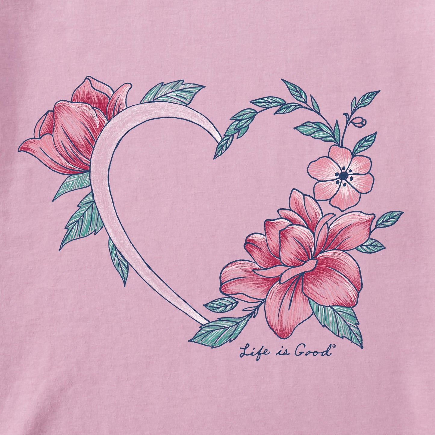 Women's Floral Heart Short Sleeve Vee