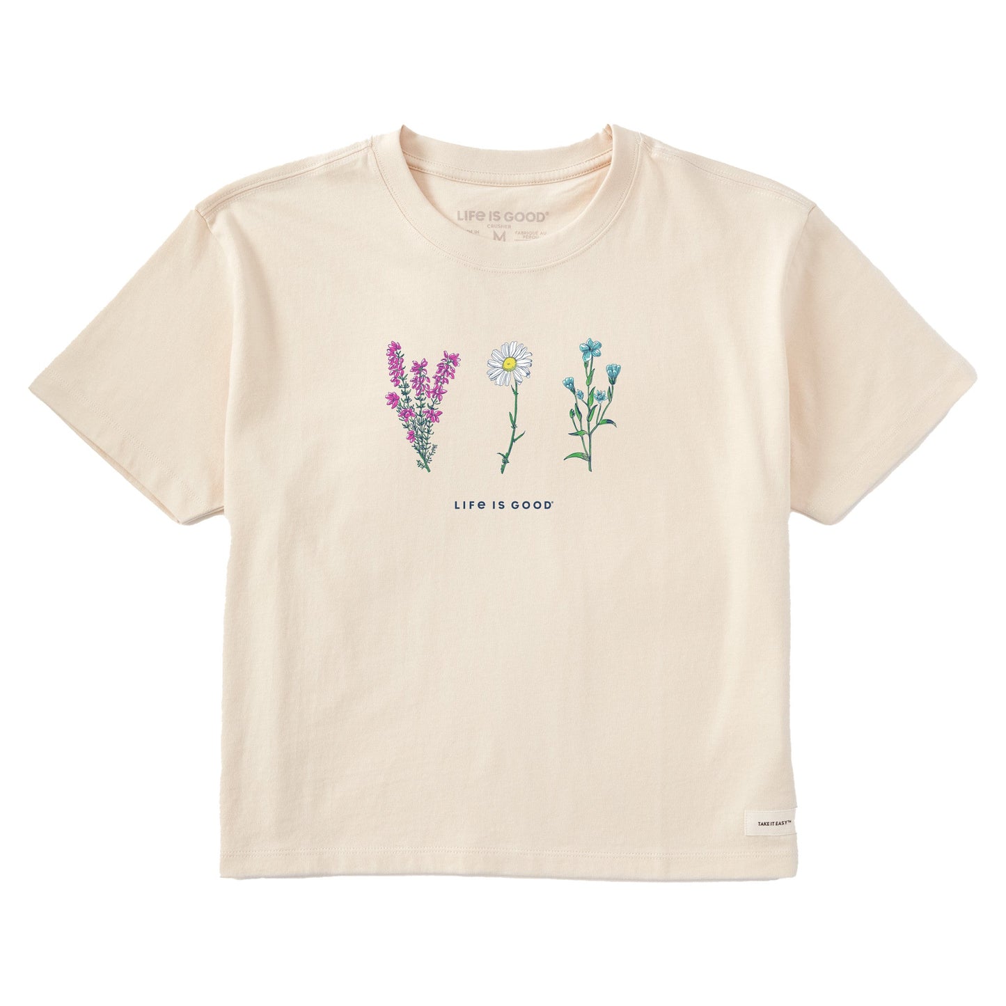 Women's Detailed Wildflowers Short Sleeve Crusher Boxy Tee