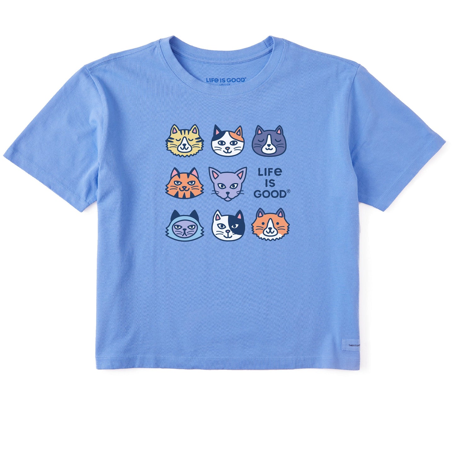 Women's Cute Cats Short Sleeve Crusher Boxy Tee