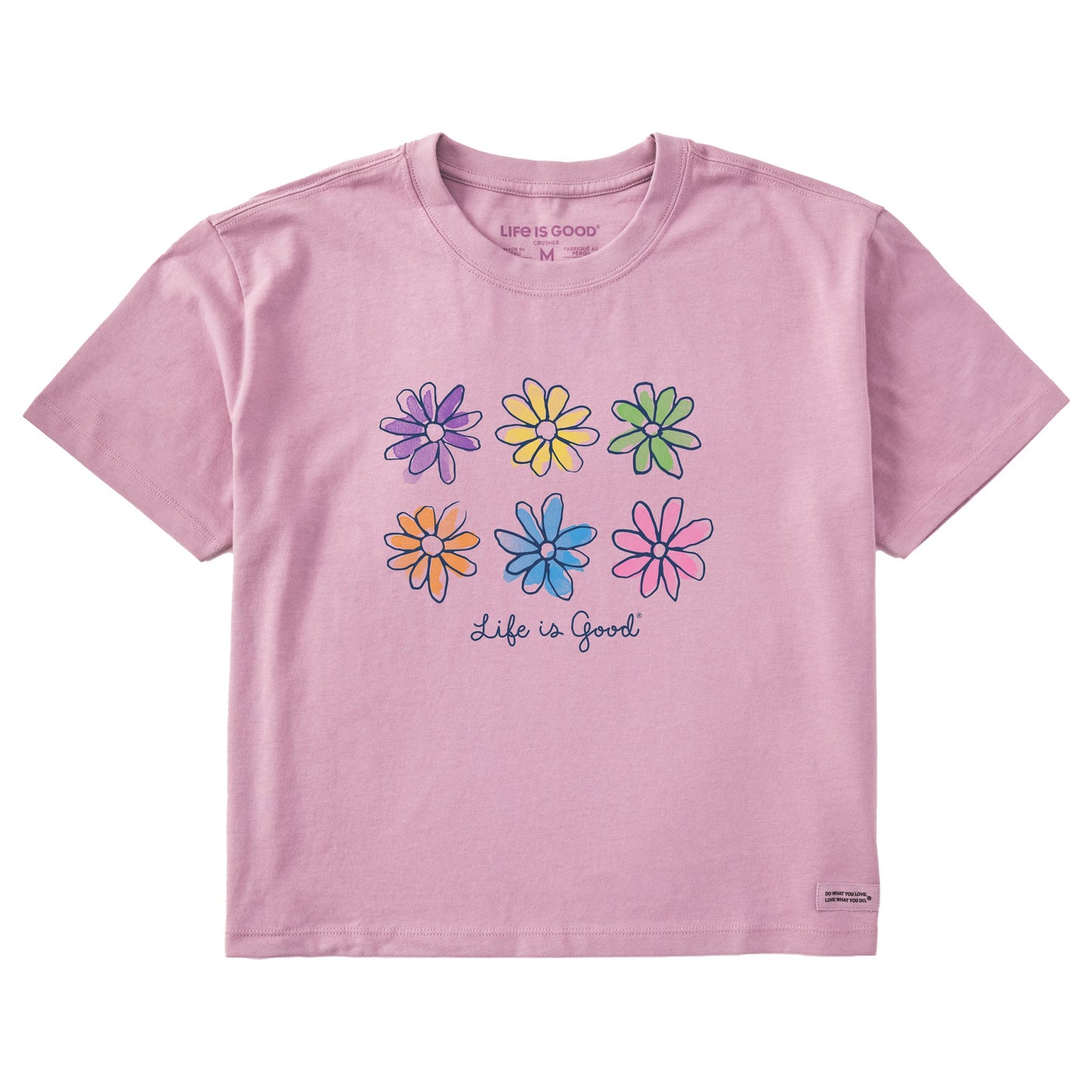 Women's Watercolor Daisies Short Sleeve Crusher Boxy Tee