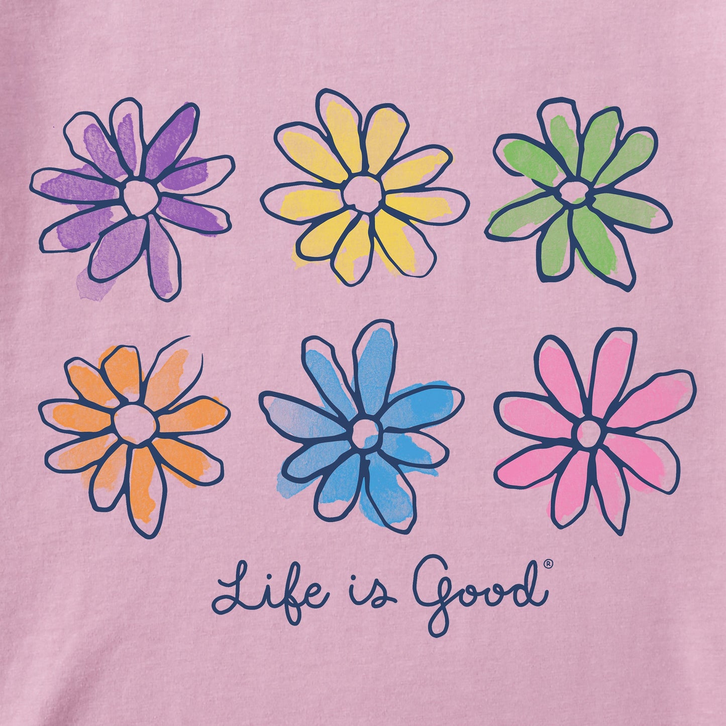 Women's Watercolor Daisies Short Sleeve Crusher Boxy Tee