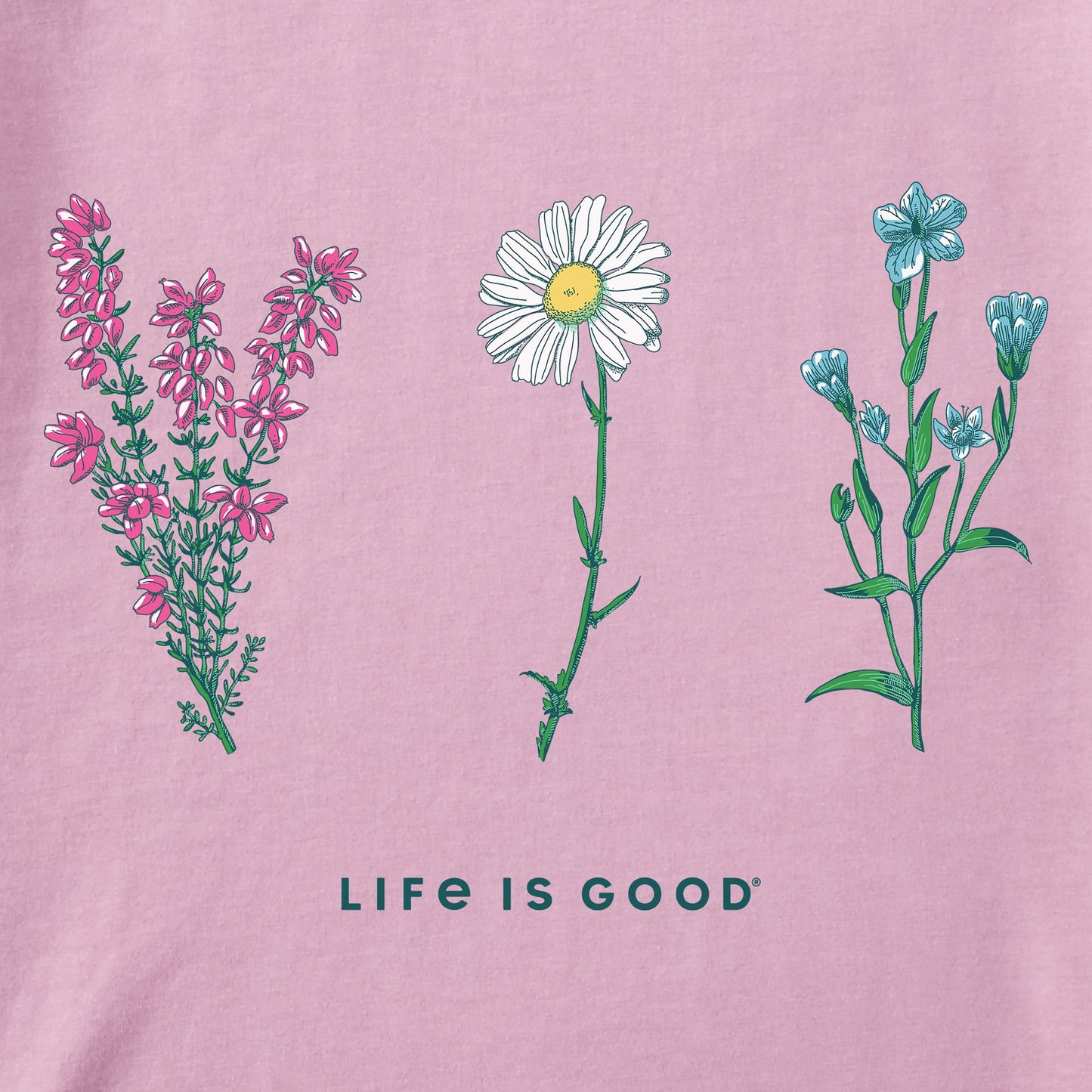 Women's Detailed Wildflowers Short Sleeve Crusher Boxy Tee