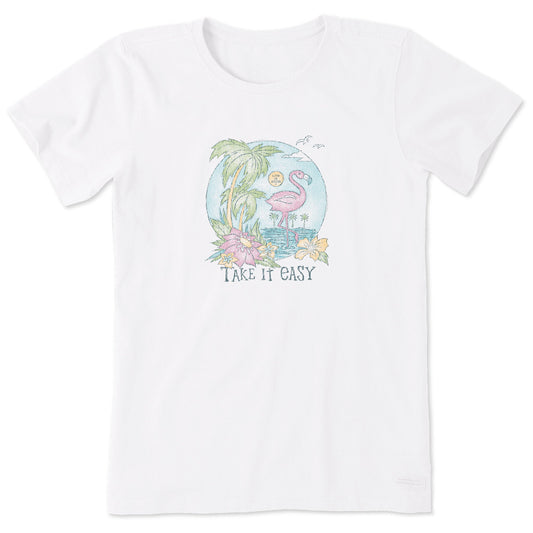 Women's Take it Easy Flamingo Short Sleeve Crusher Tee