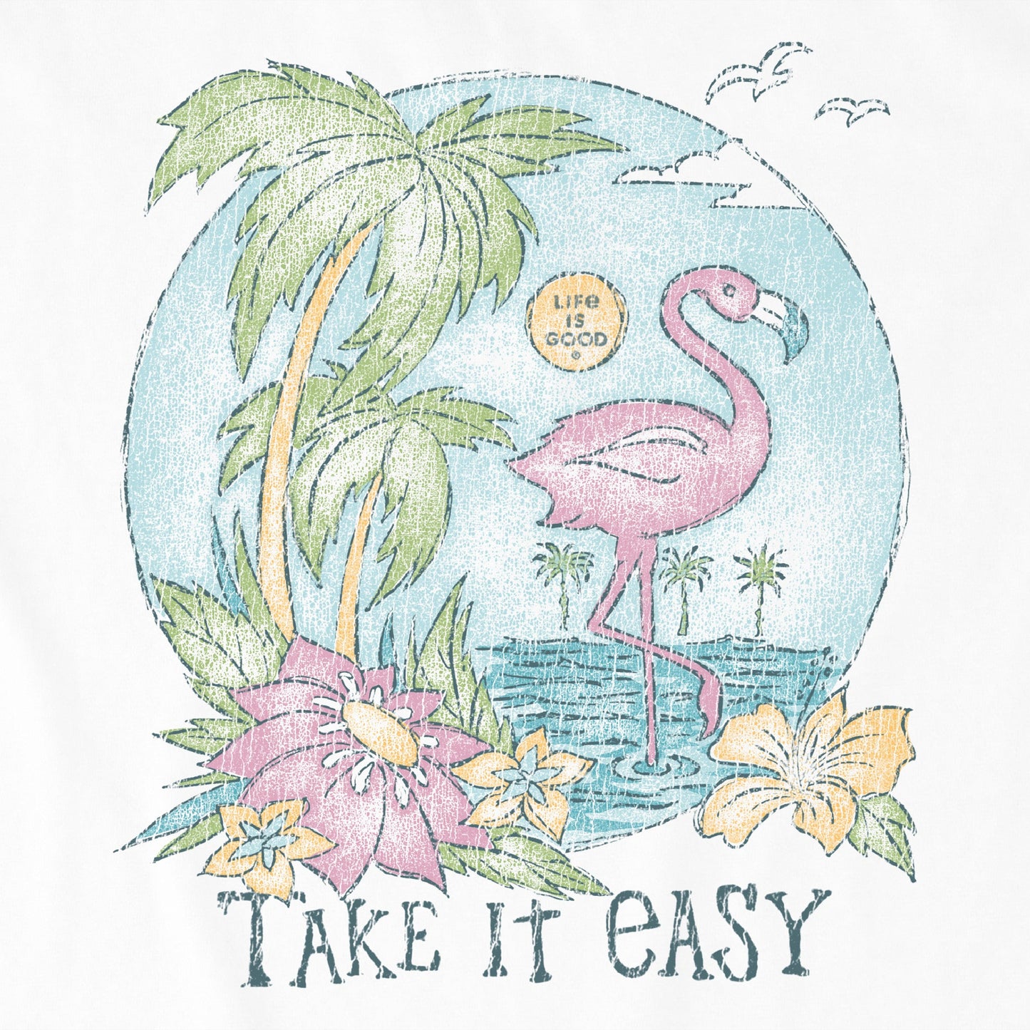 Women's Take it Easy Flamingo Short Sleeve Crusher Tee