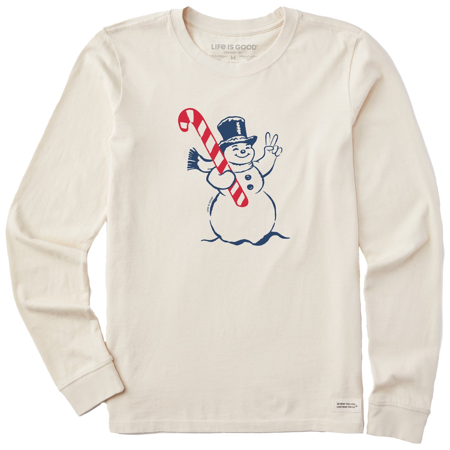 Women's Retro Peace Snowman Long Sleeve Crusher Tee
