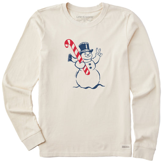 Women's Retro Peace Snowman Long Sleeve Crusher Tee