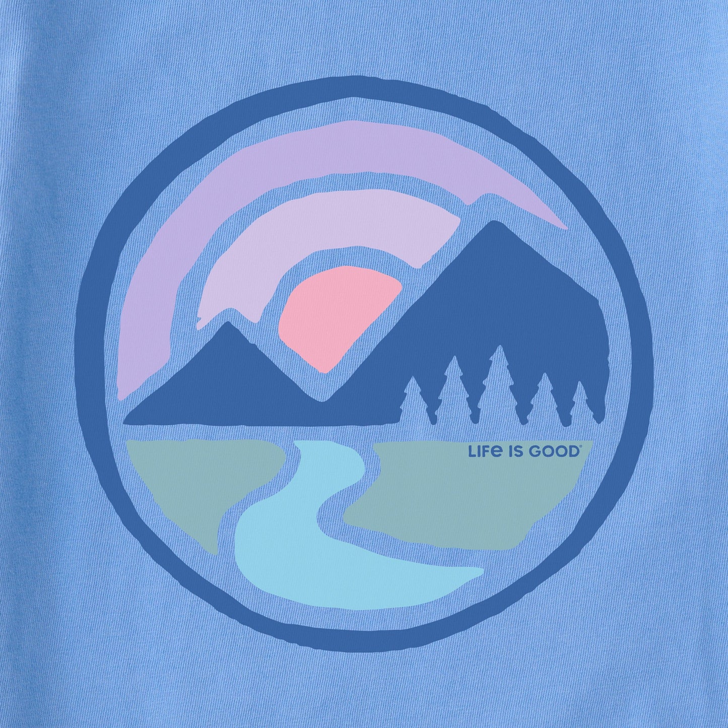 Women's Sunset Mountain Circle Long Sleeve Crusher Tee