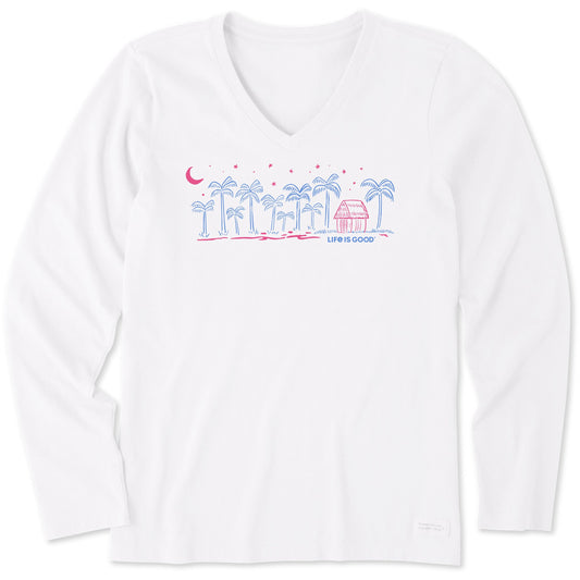 Women's Tahitian Moonscape Long Sleeve Crusher Vee