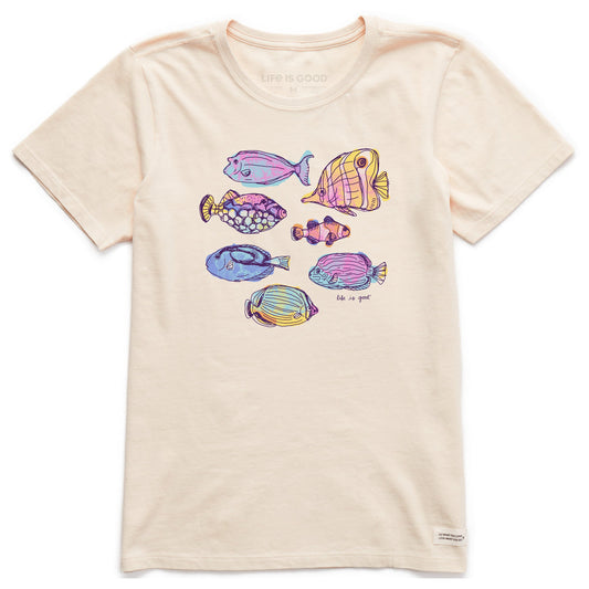 Women's Watercolor Tropical Fish Short Sleeve Crusher Tee