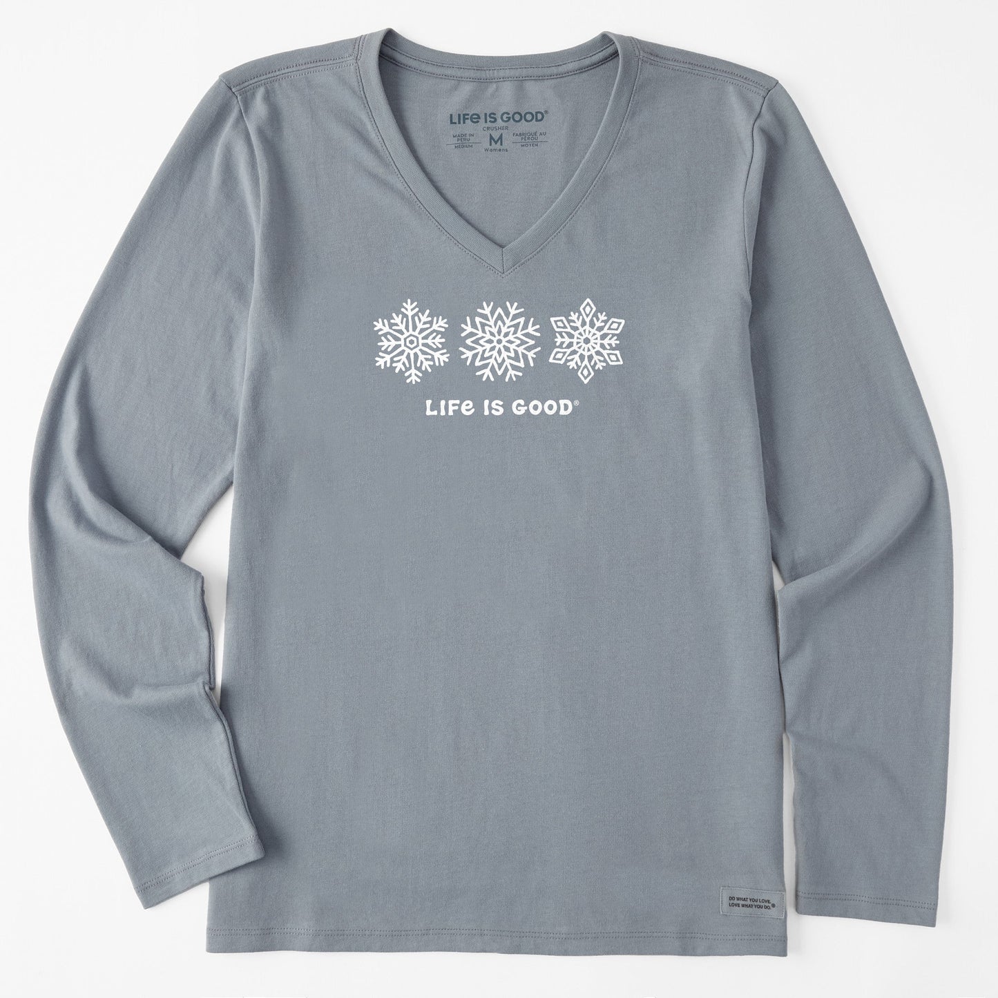 Women's Three Snowflakes Long Sleeve Crusher-LITE Vee