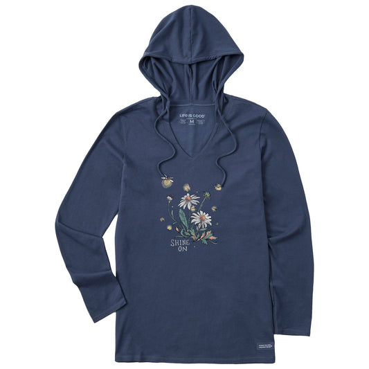 Women's Dreamy Shine On Daisies Long Sleeve Crusher-LITE Hooded Tee
