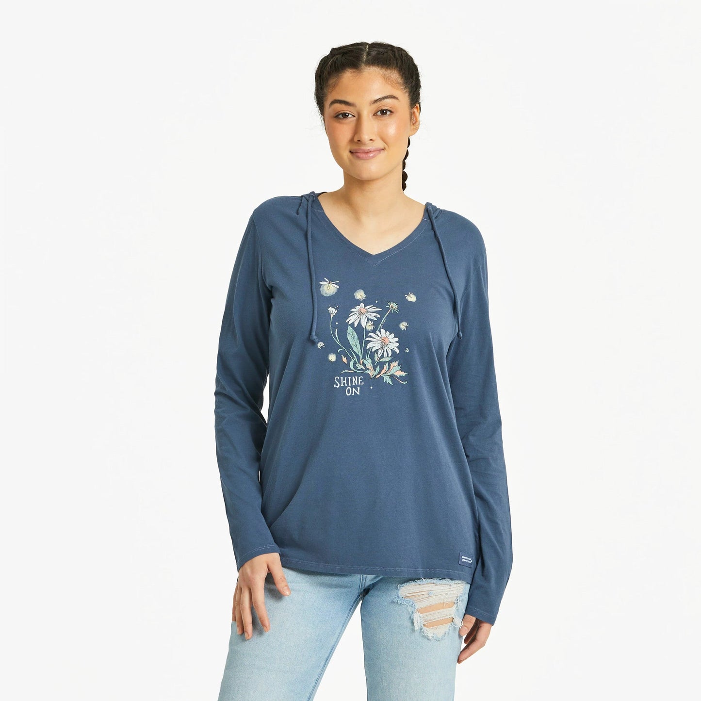 Women's Dreamy Shine On Daisies Long Sleeve Crusher-LITE Hooded Tee