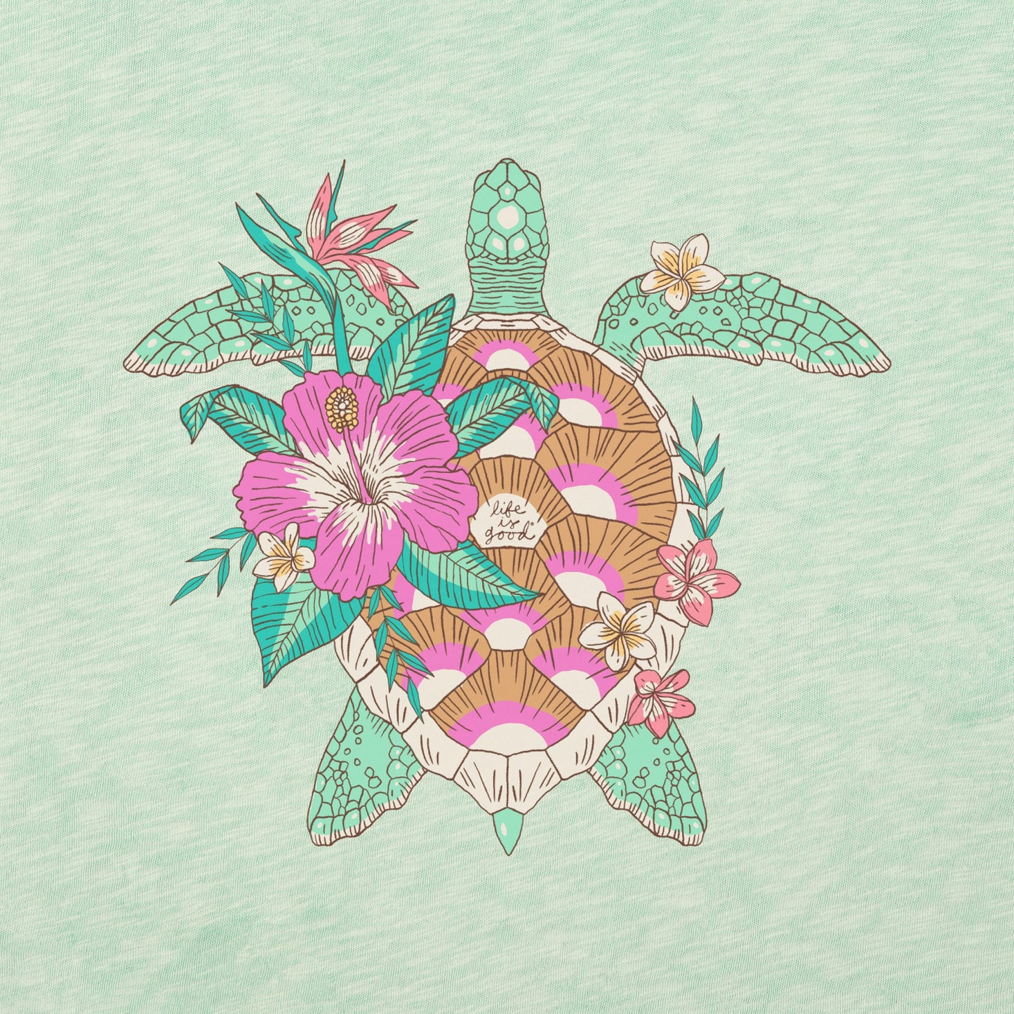 Women's Tropical Floral Turtle Textured Slub Tank