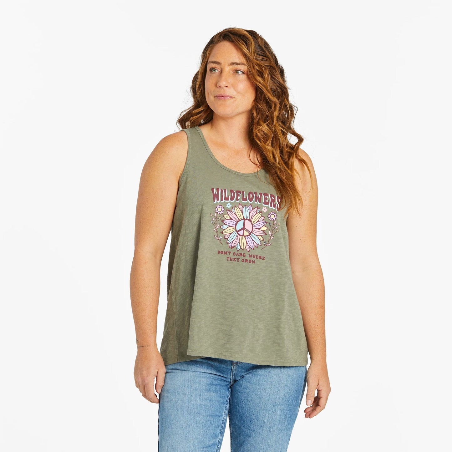 Women's Wildflowers Can Where They Grow Textured Slub Tank