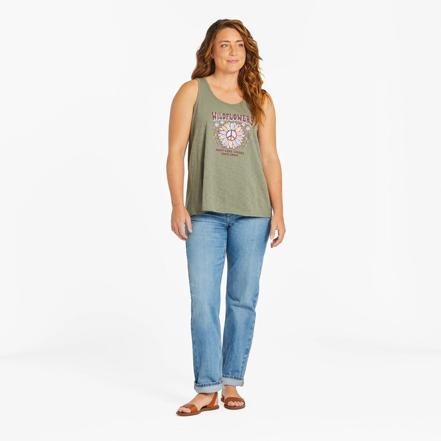 Women's Wildflowers Can Where They Grow Textured Slub Tank