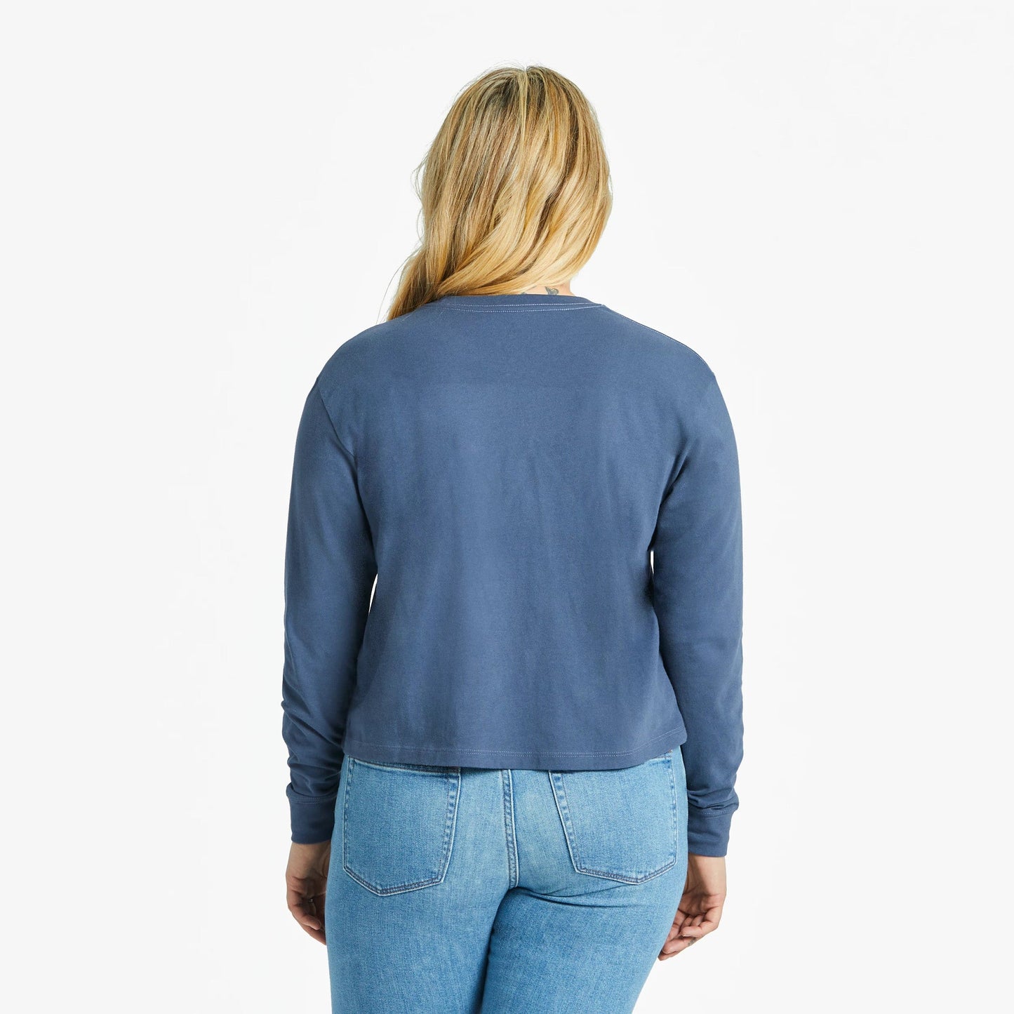 Women's Tree Striped Sky Long Sleeve Crusher Boxy Tee