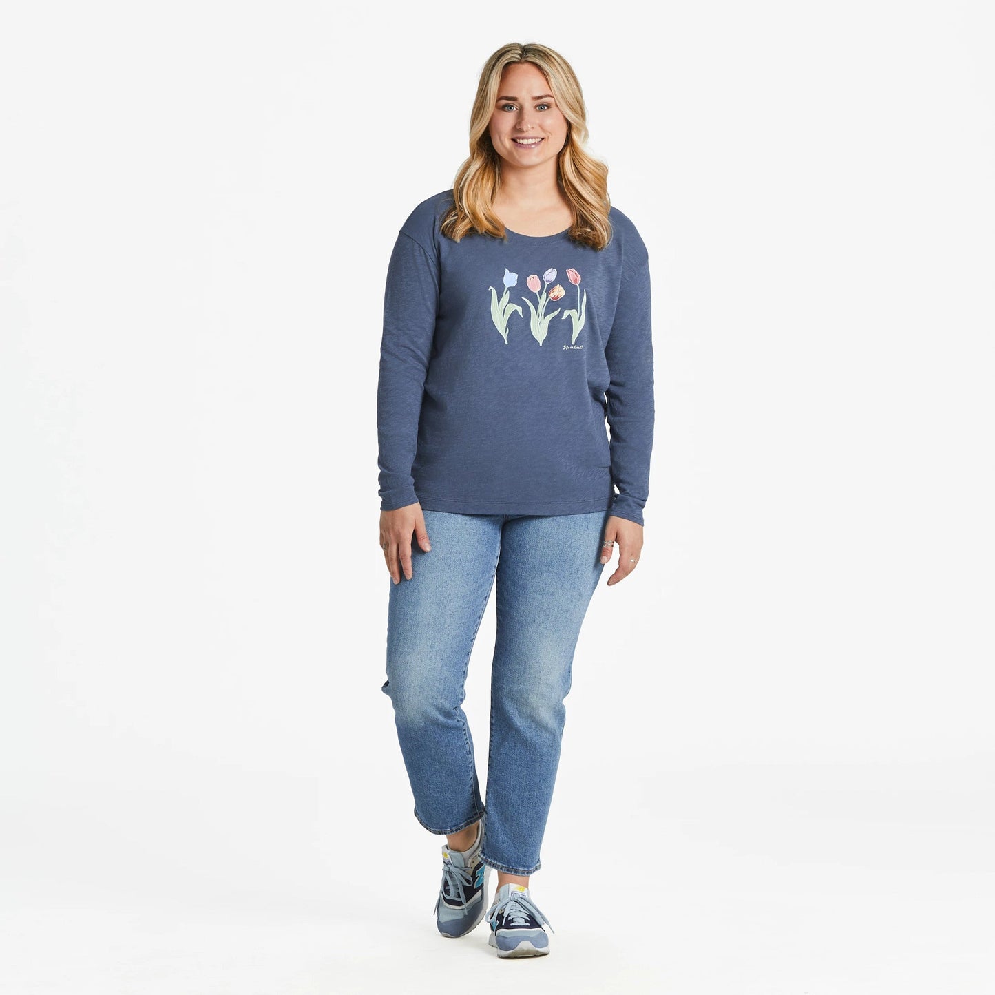 Women's 3 Genuine Tulips Relaxed Fit Long Sleeve Slub Tee