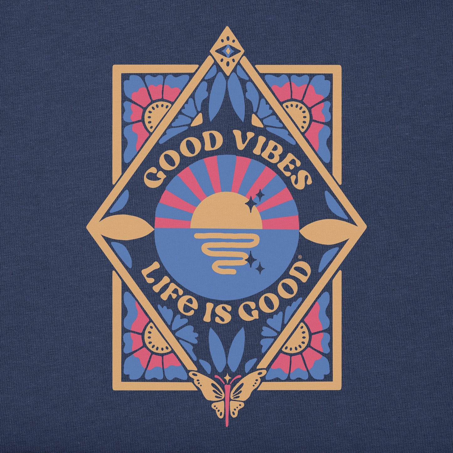 Women's Good Vibes Floral Diamond Simply True Fleece Zip Hoodie