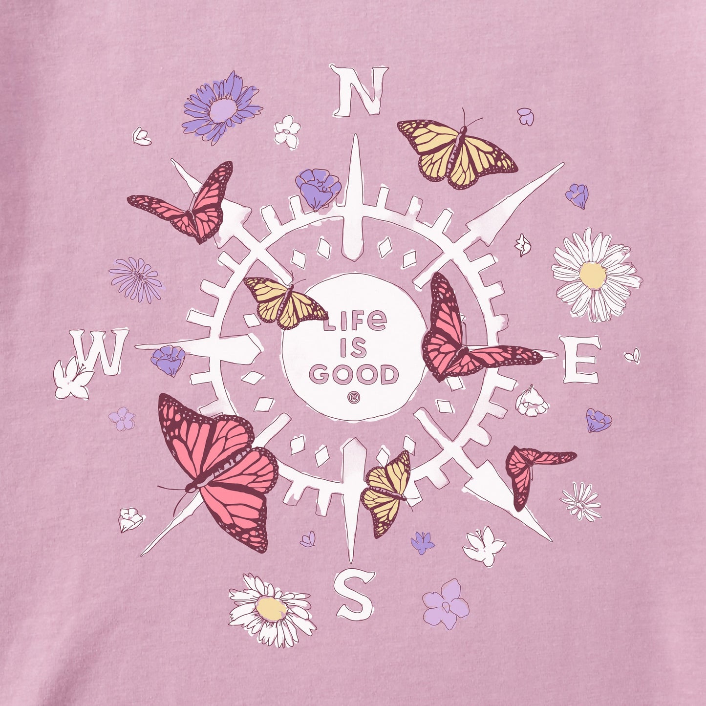 Women's Butterfly and Floral Compass Crusher-FLEX Hoodie Tunic