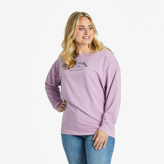 Women's Life is Good Positive Lifestyle Brand Crusher-FLEX Oversized Crew
