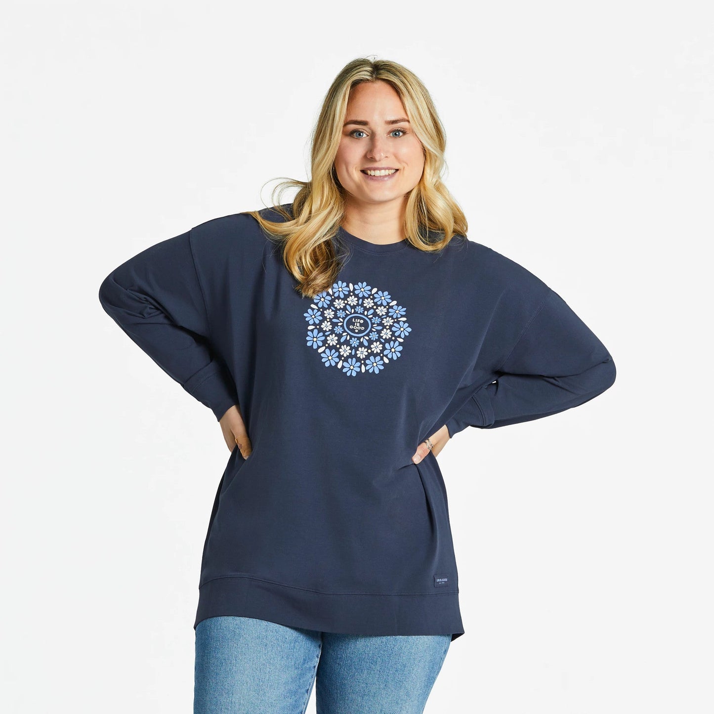 Women's Daisies Mandala Crusher-FLEX Oversized Crew