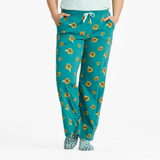 Women's Tossed Sunflower Pattern Snuggle Up Sleep Pant