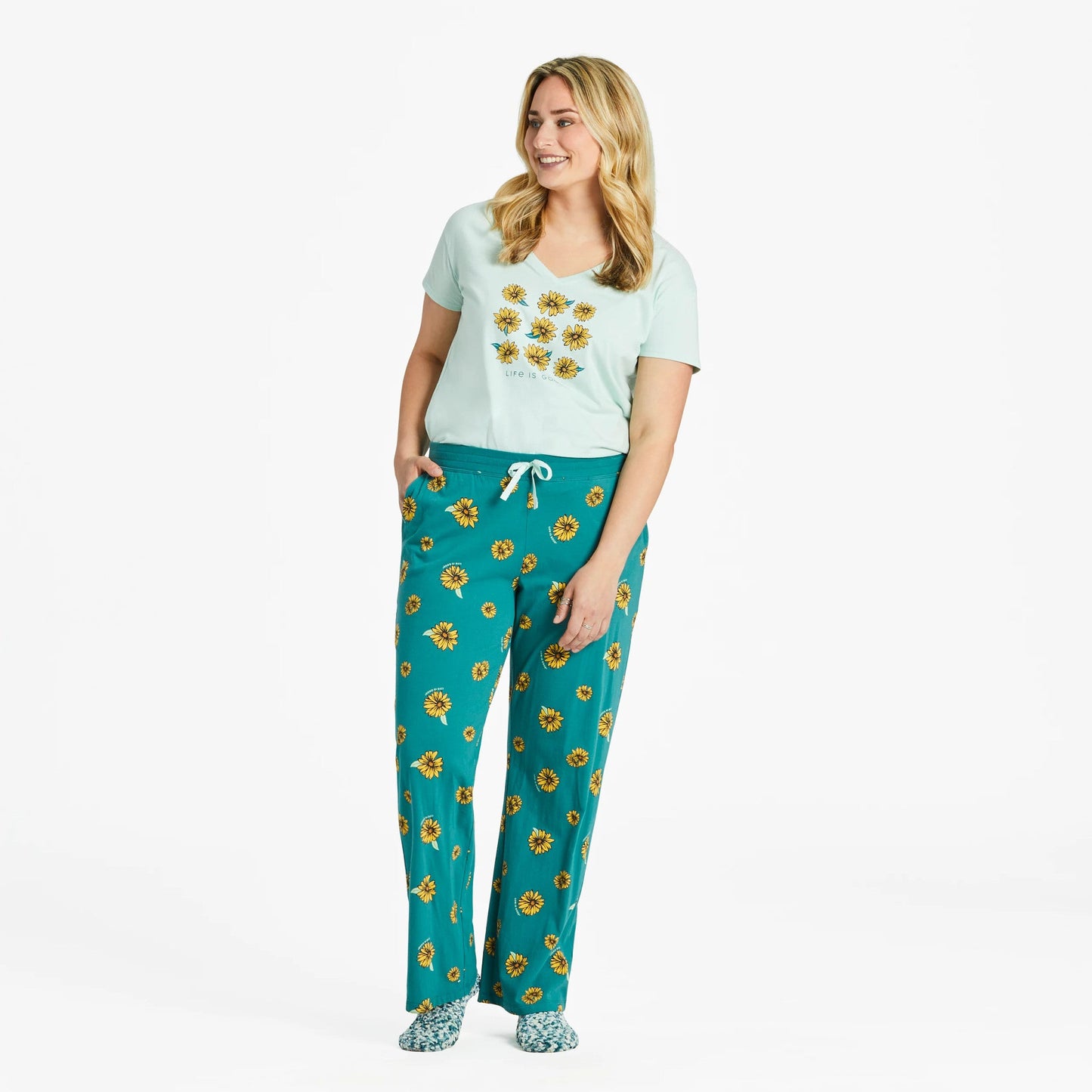 Women's Tossed Sunflower Pattern Snuggle Up Sleep Pant