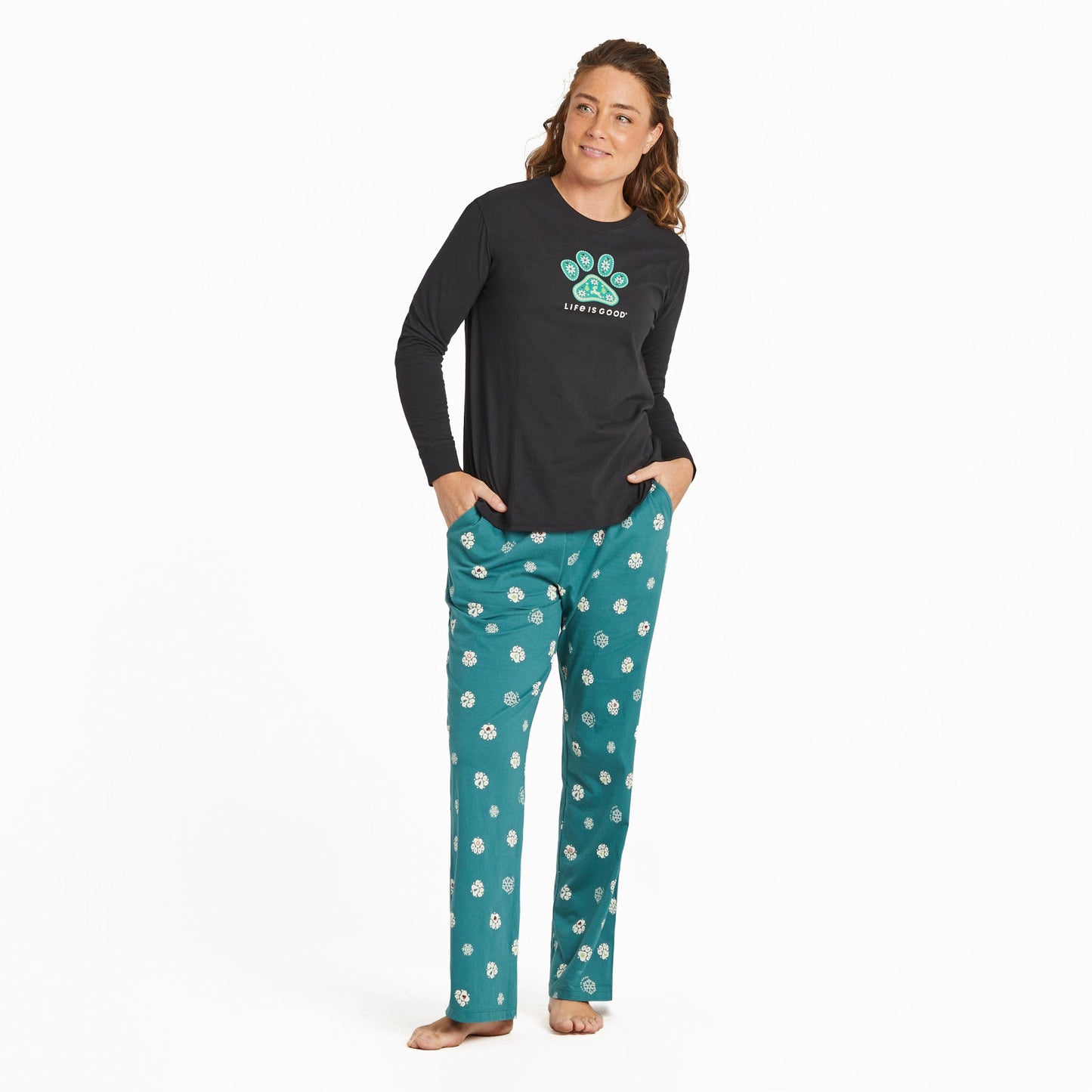 Women's Holiday Paw Pattern Snuggle Up Sleep Pant