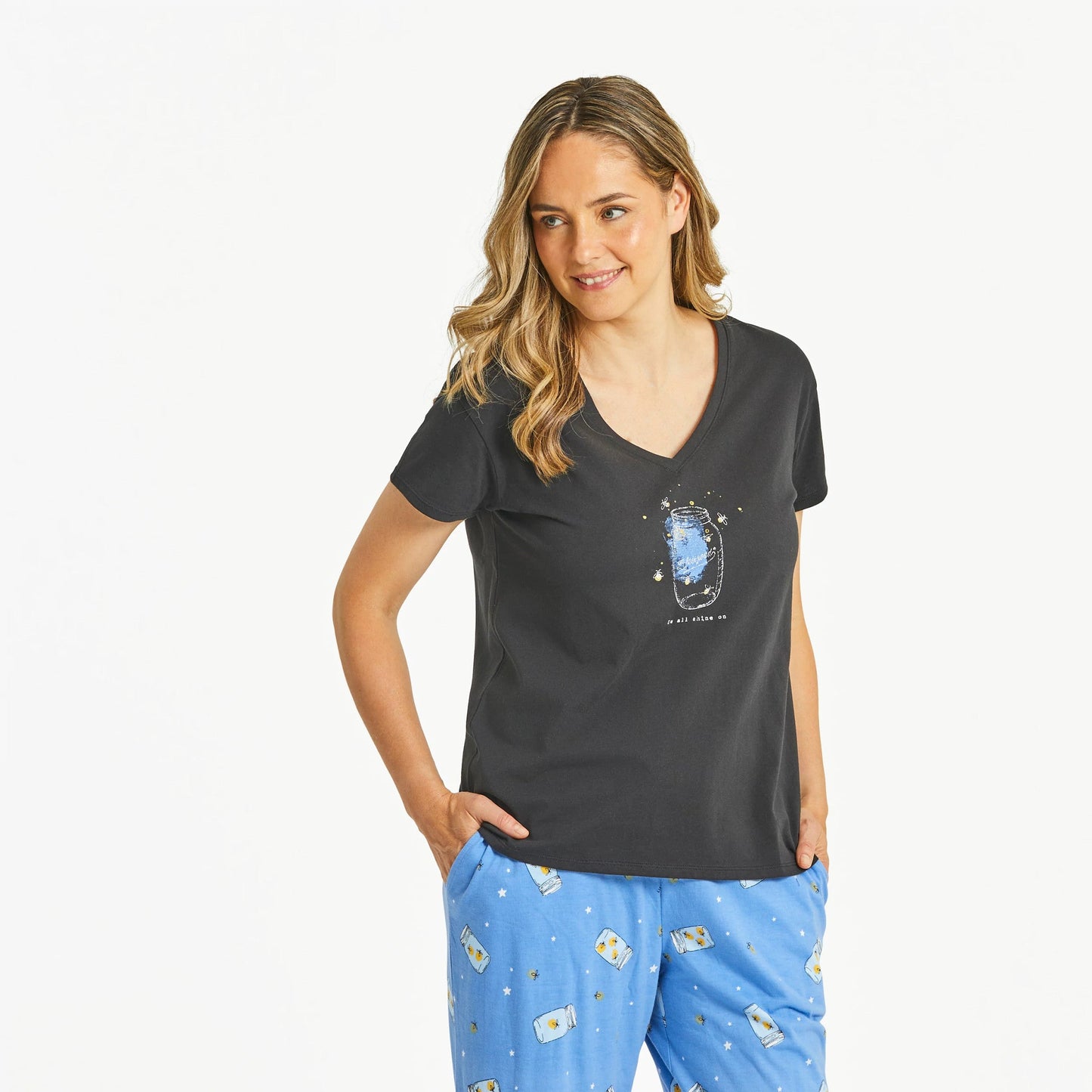 Women's Fireflies Shine On Snuggle Up Relaxed Sleep Vee
