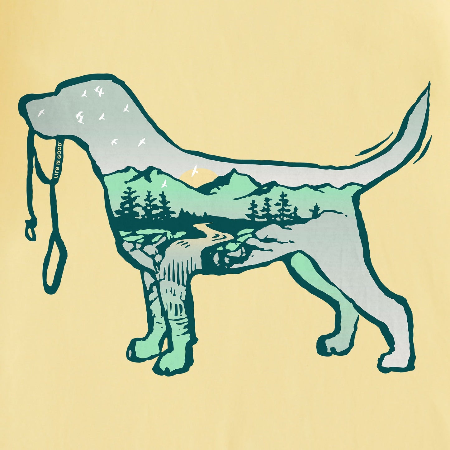 Men's Dog Mountain Scene Short Sleeve Crusher Tee