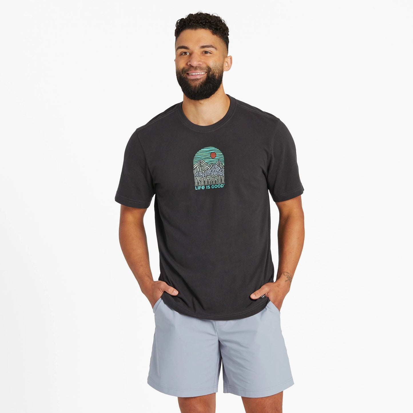 Men's Woodblock Mountain Mini Short Sleeve Crusher Tee