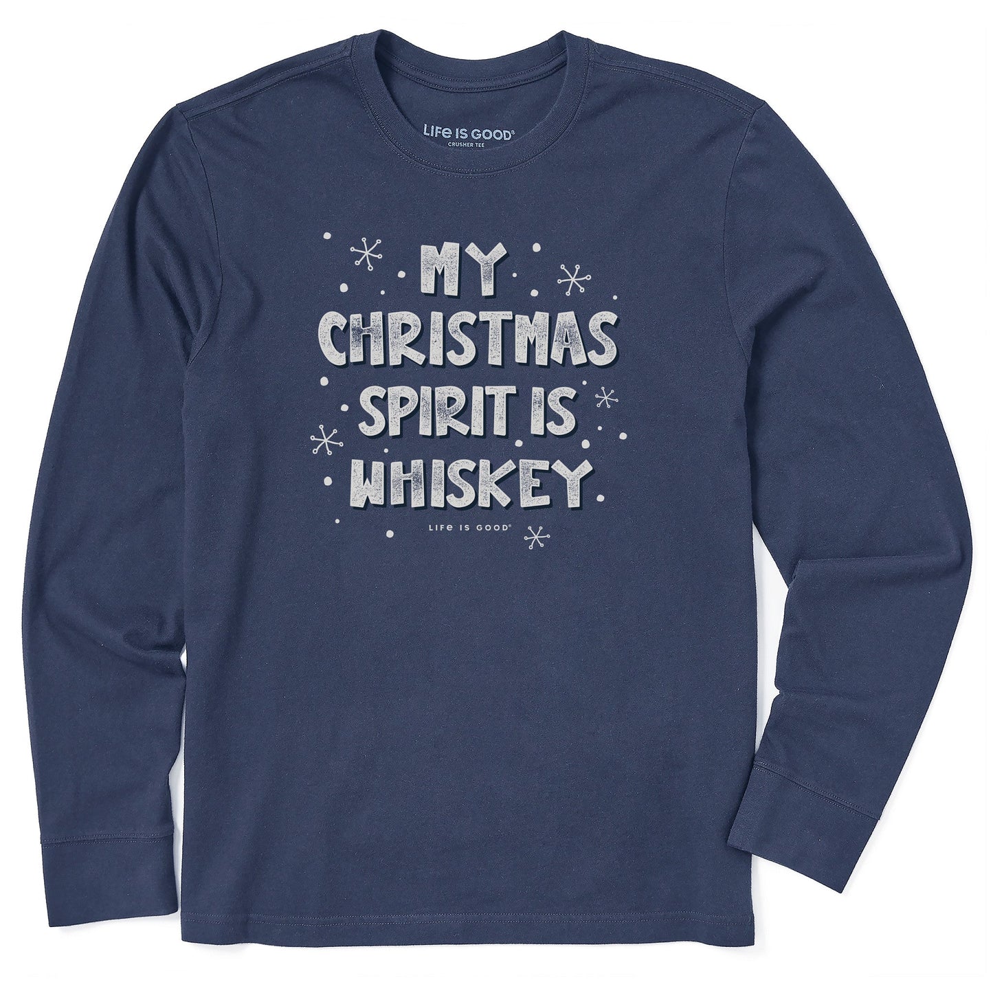 Men's My Christmas Spirit is Whiskey Long Sleeve Crusher Tee