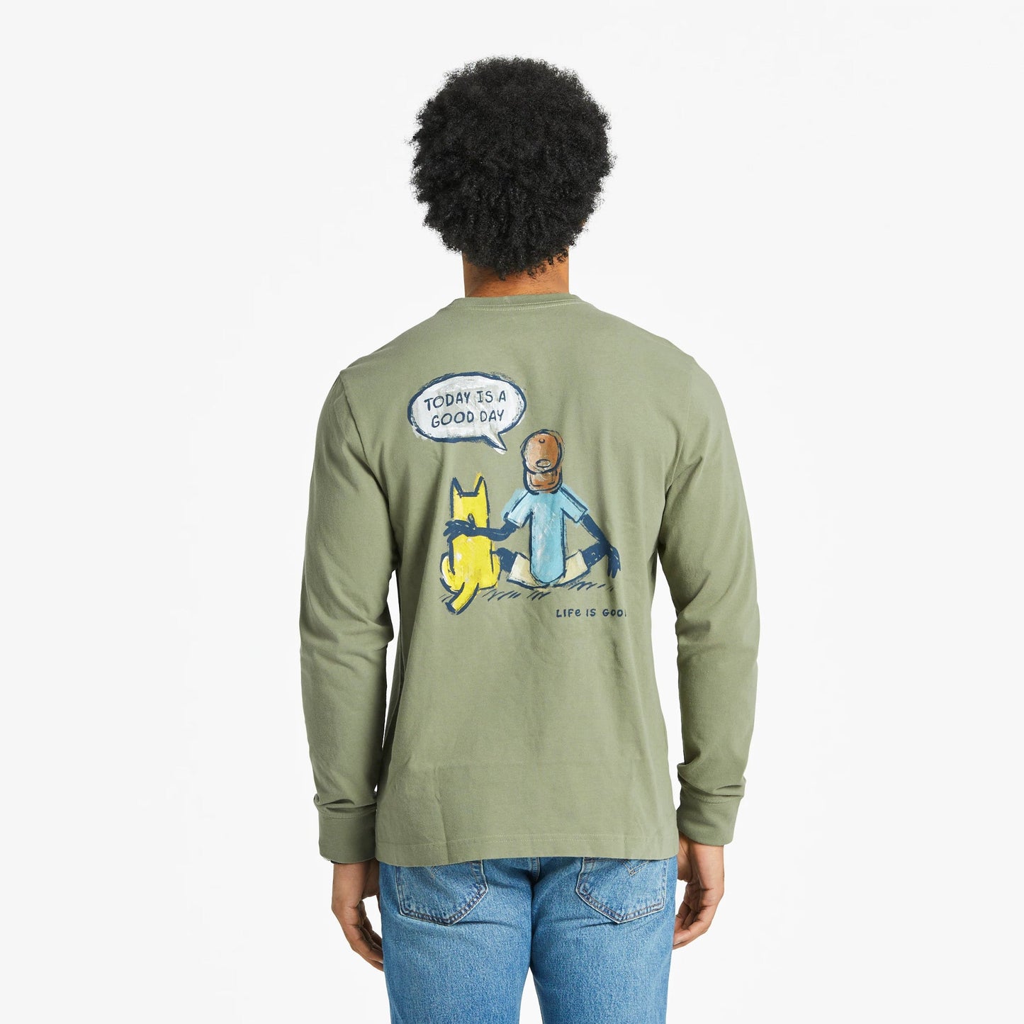 Men's Jake and Rocket Good Day Sketch Long Sleeve Crusher Tee